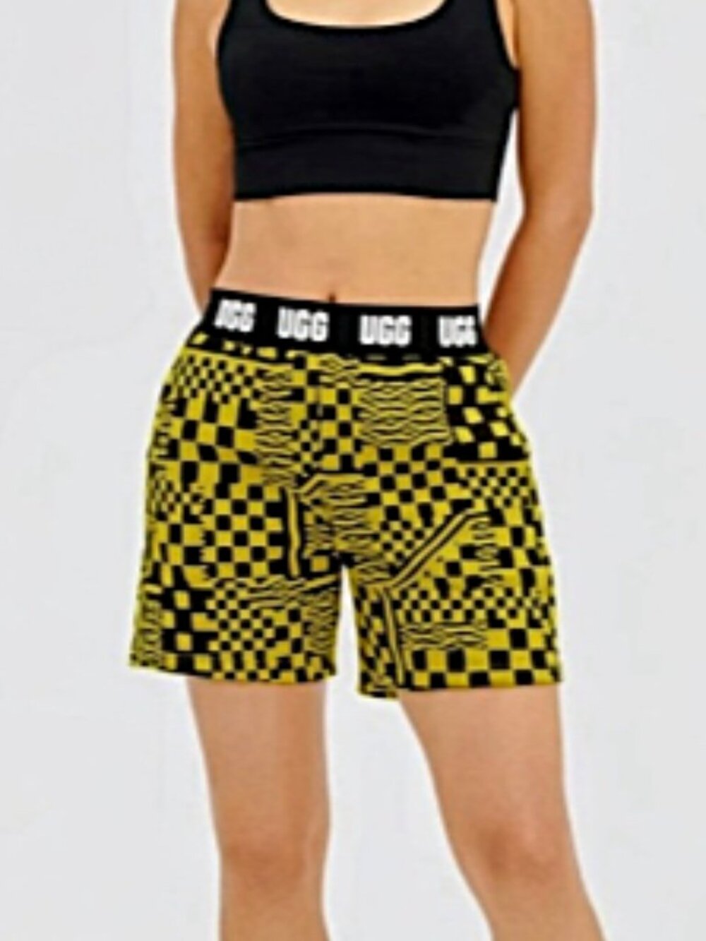 UGG Chrissy Check Elastic High Waist Boyfriend Shorts--NWT--S
